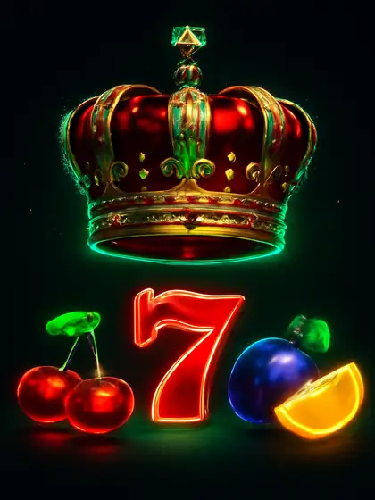 Bezaaide kroon boven oplichtende fruitsymbolen in Shining Crown bij Bet Ninja